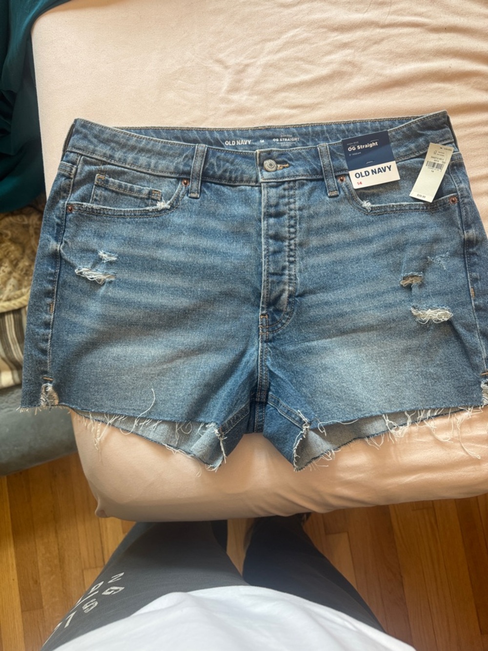 Old Navy Blue Frayed Hem Distressed Denim Shorts